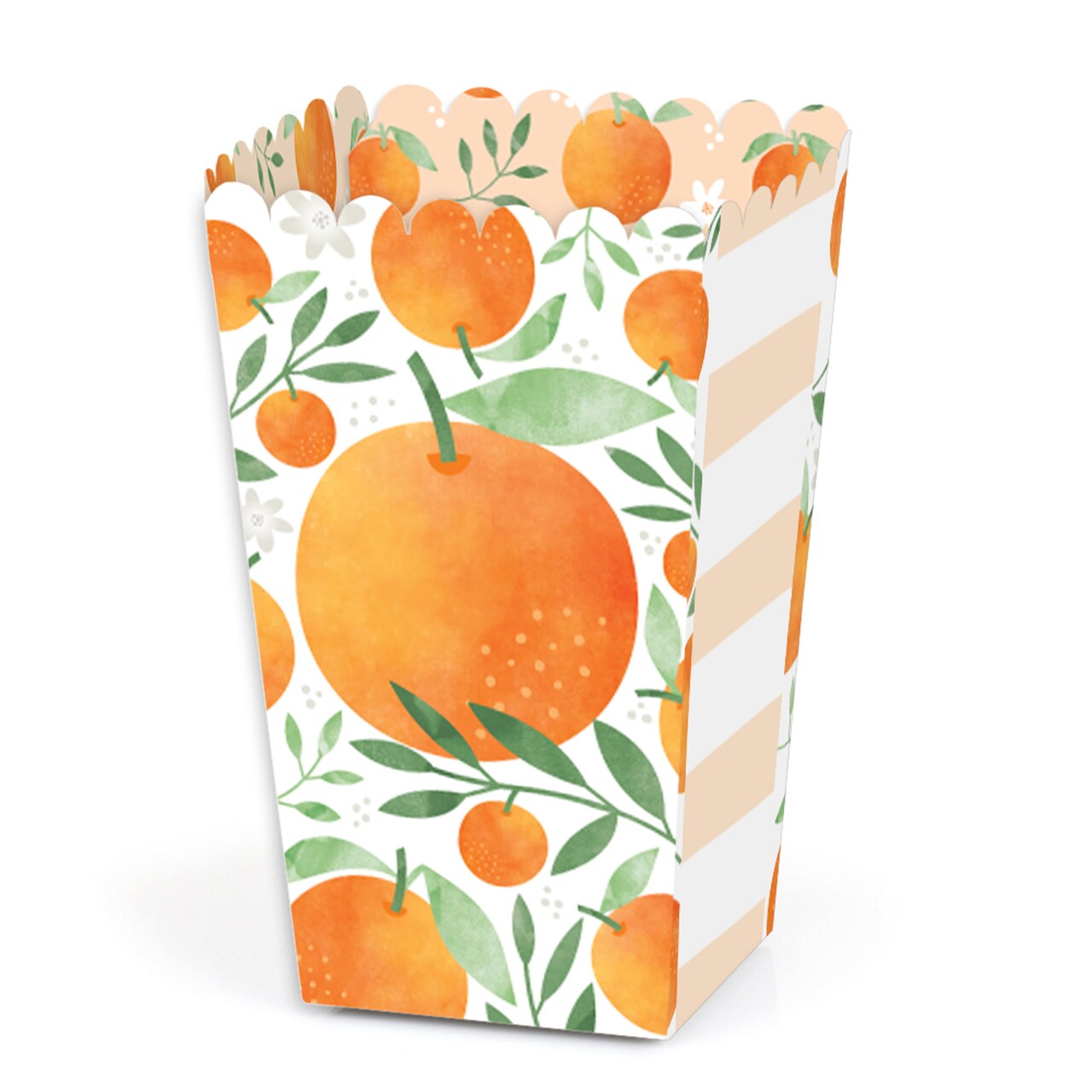 Big Dot of Happiness Little Cutie Clementine - Orange Citrus Baby Shower or Birthday Party Favor Popcorn Treat Boxes - Set of 12
